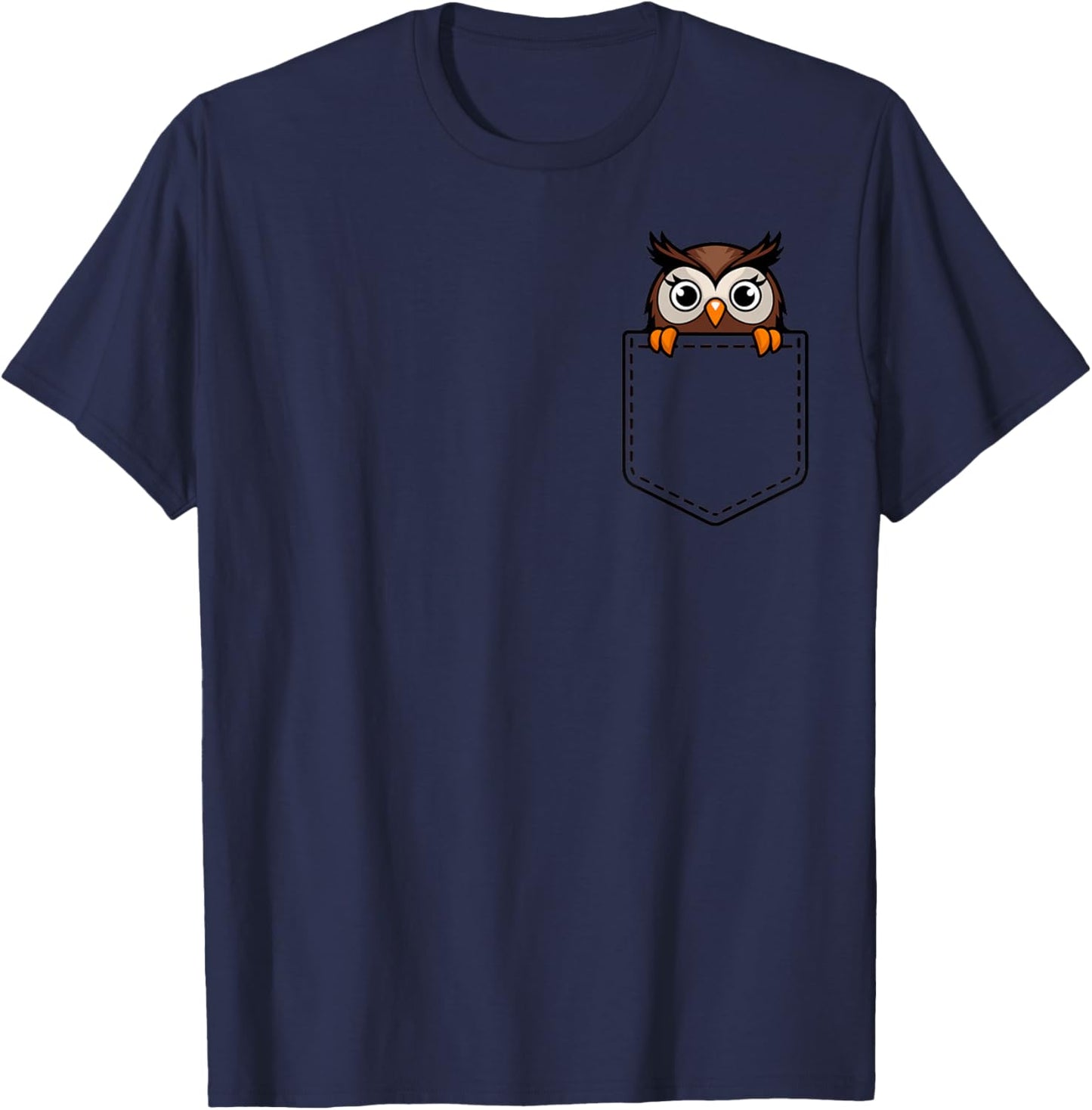 Boys Girls Toddler Cute Zoo Animal Adorable Owl Pocket Kids T-Shirt - T-Shirt | Navy