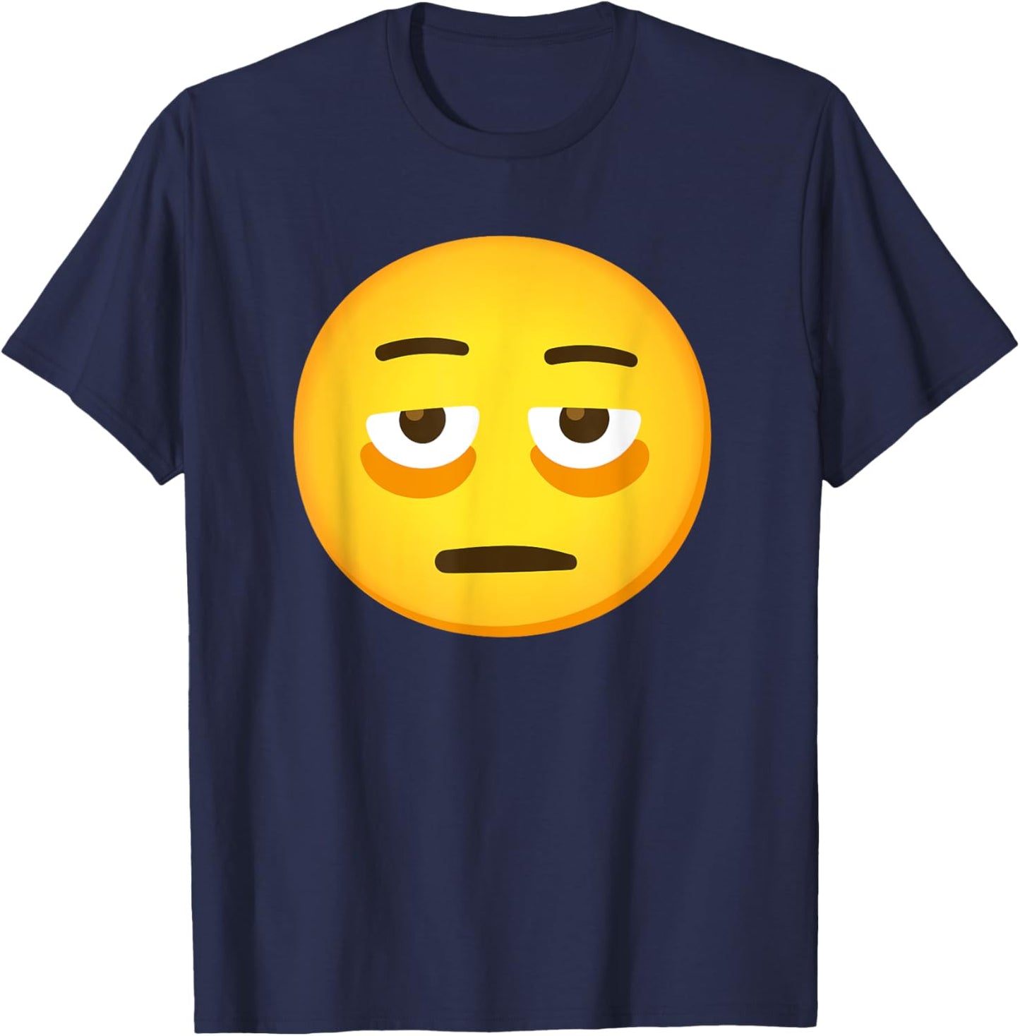 Emoticon Face with Bags Under Eyes T-Shirt - T-Shirt | Navy
