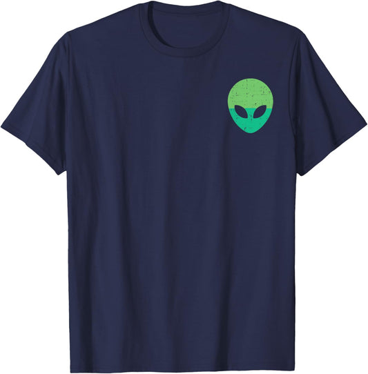 Alien Face Head Pocket UFO Extraterrestrial Men Women Kids T-Shirt - T-Shirt | Navy