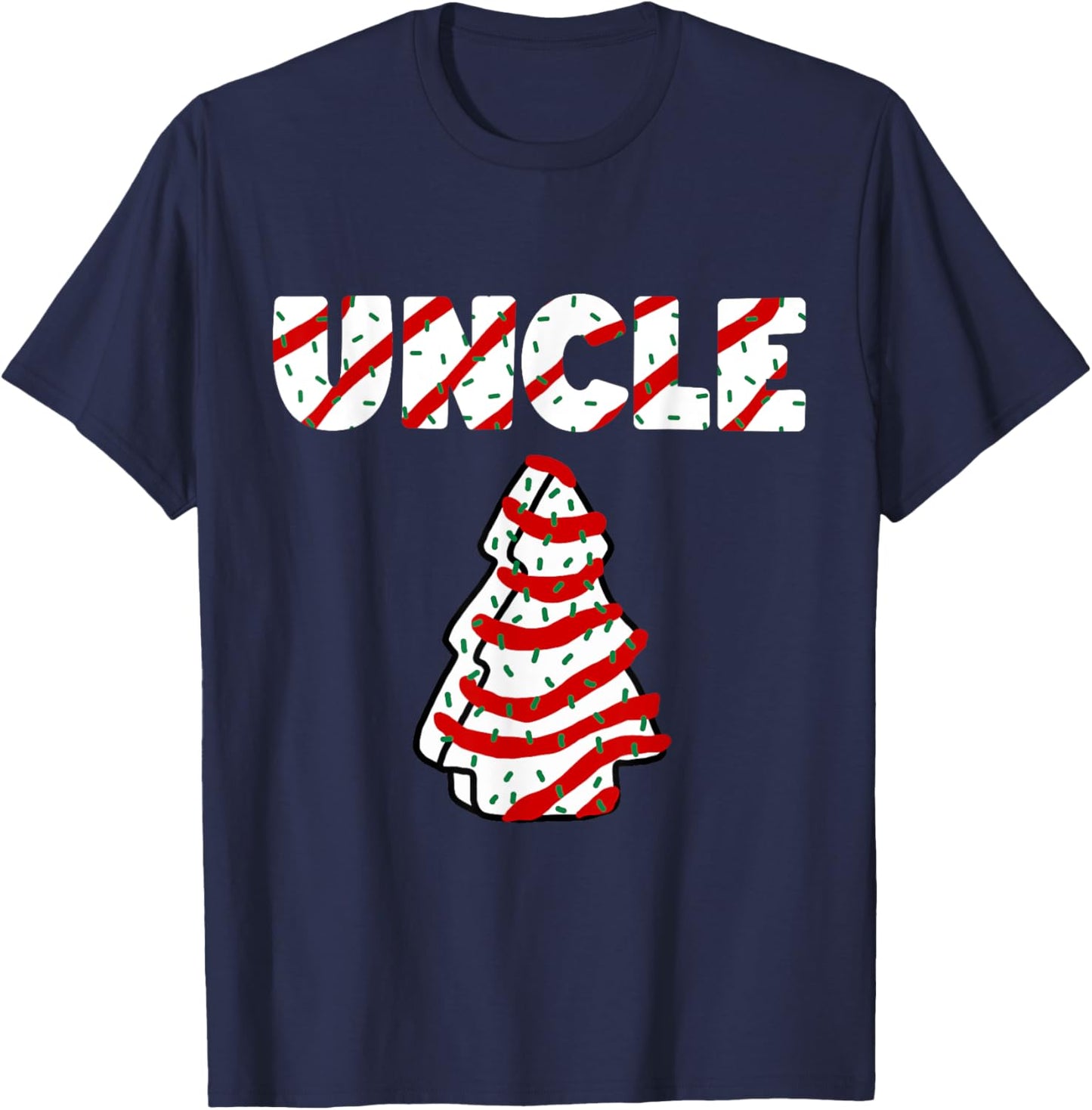 Christmas Tree Cake Matching Family Party Pajama Uncle T-Shirt - T-Shirt | Navy