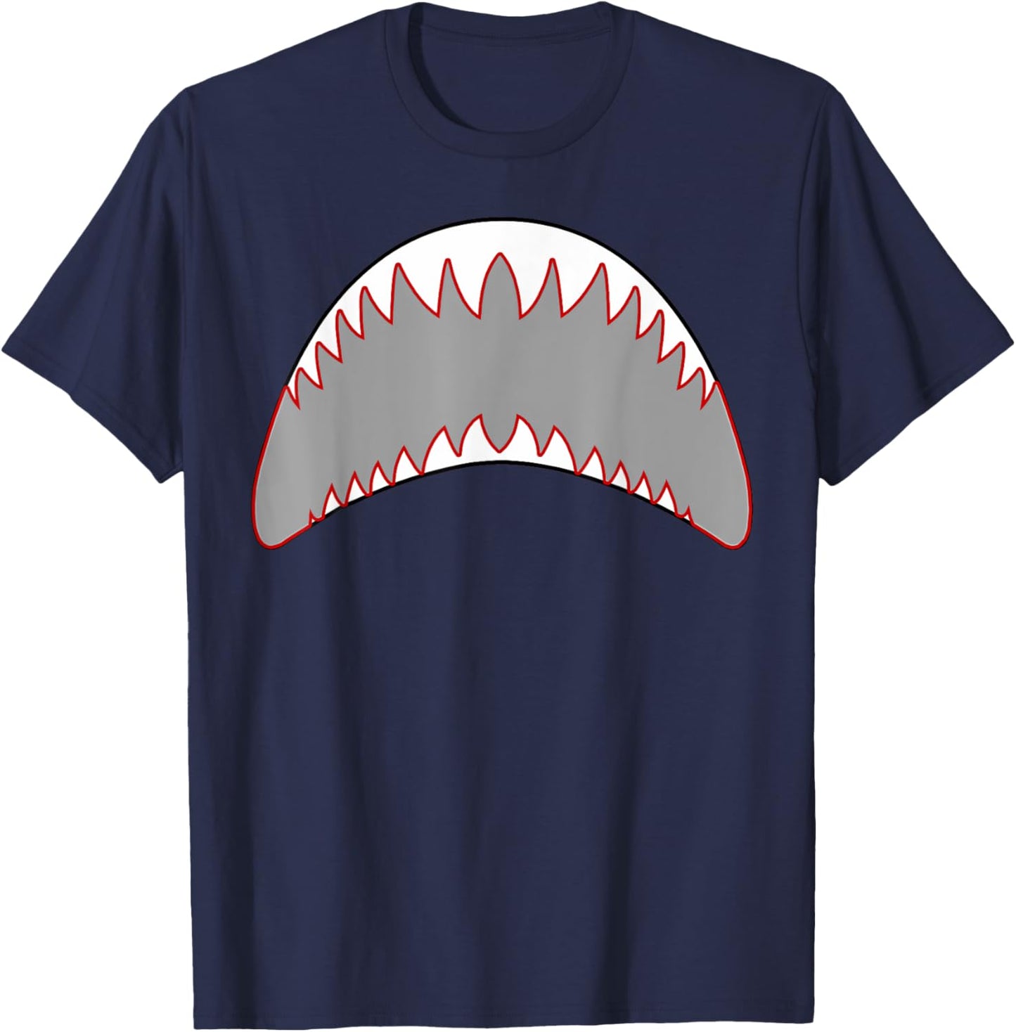 Shark Mouth Jaw Lazy Easy Costume For Halloween Party T-Shirt - T-Shirt | Navy
