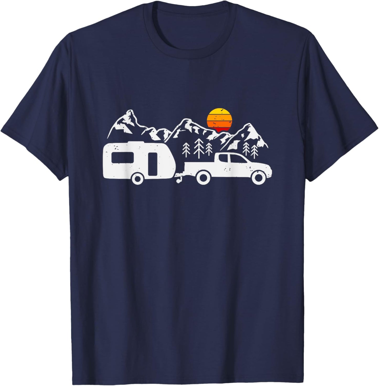 Caravan Camping Trailer Mountains Camper T-Shirt - T-Shirt | Navy