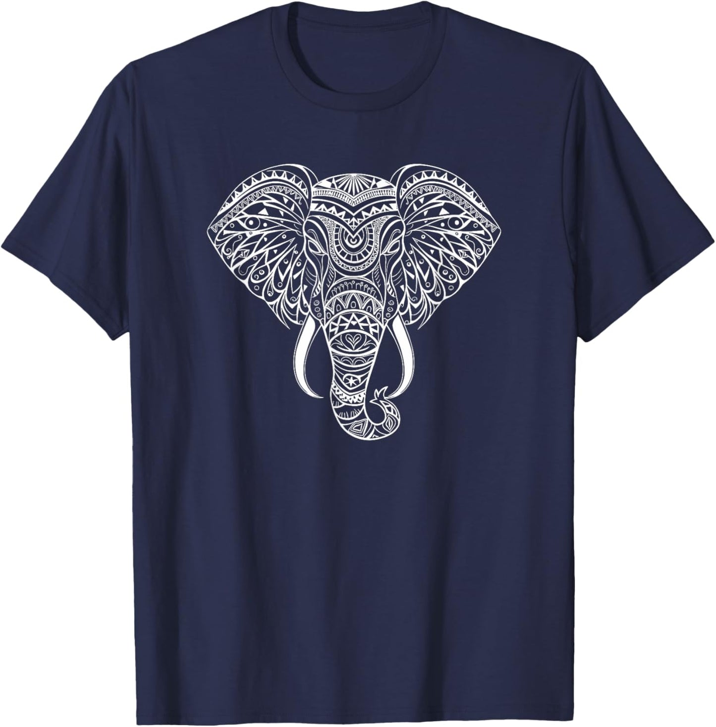 Mandala Art Elephant Elephants T-Shirt - T-Shirt | Navy