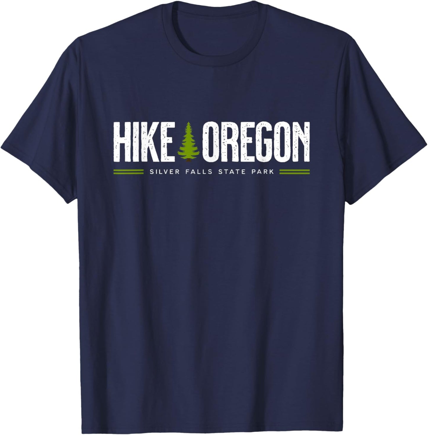 Oregon Silver Falls State Park Hike Tree Retro Graphic T-Shirt - T-Shirt | Navy