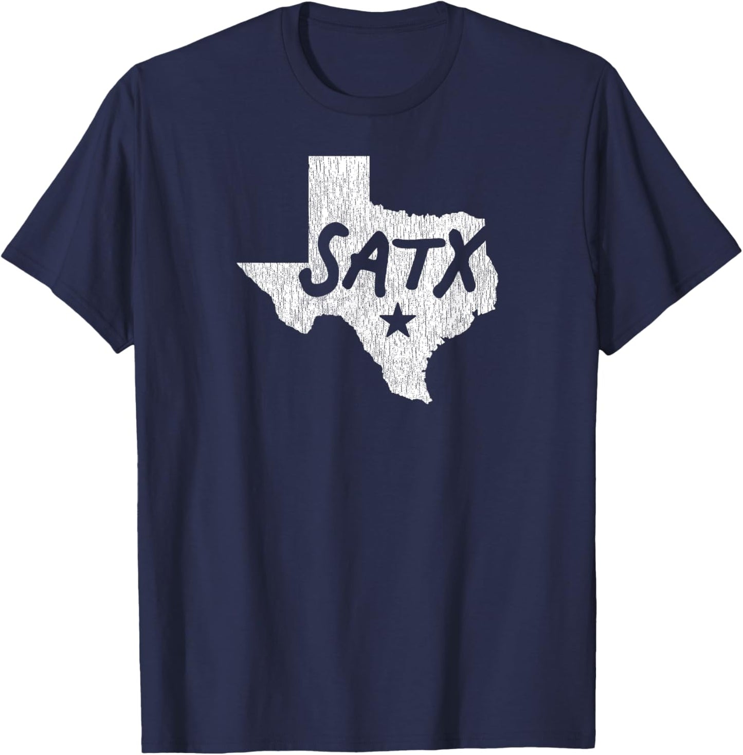 SATX San Antonio TX Design With Star And Details T-Shirt - T-Shirt | Navy