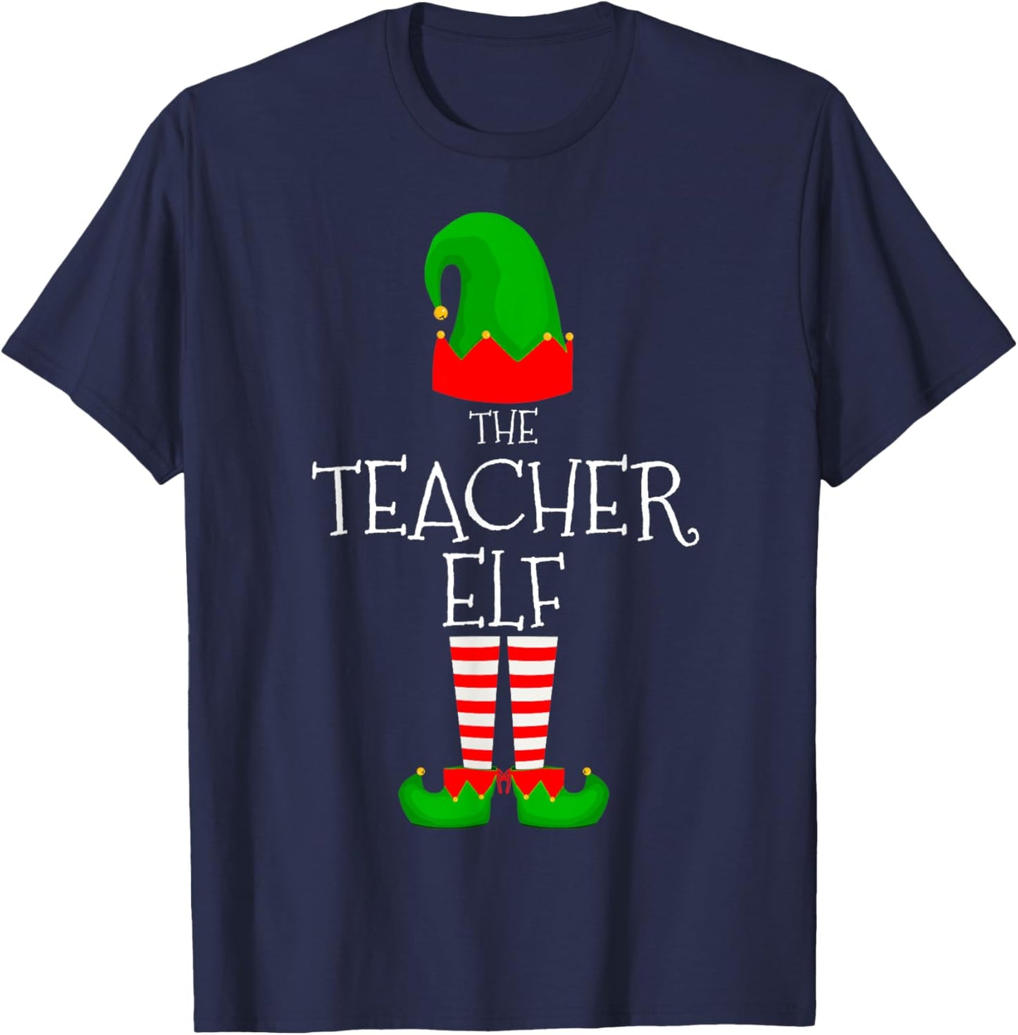 Teacher Elf Family Matching Group Funny Christmas Elves T-Shirt - T-Shirt | Navy