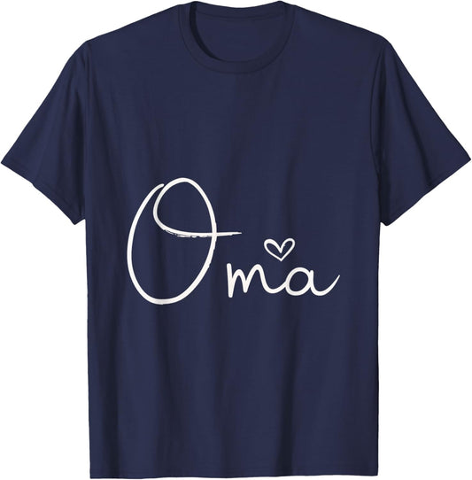 Oma Heart Grandma Love Oma Women Family T-Shirt - T-Shirt | Navy