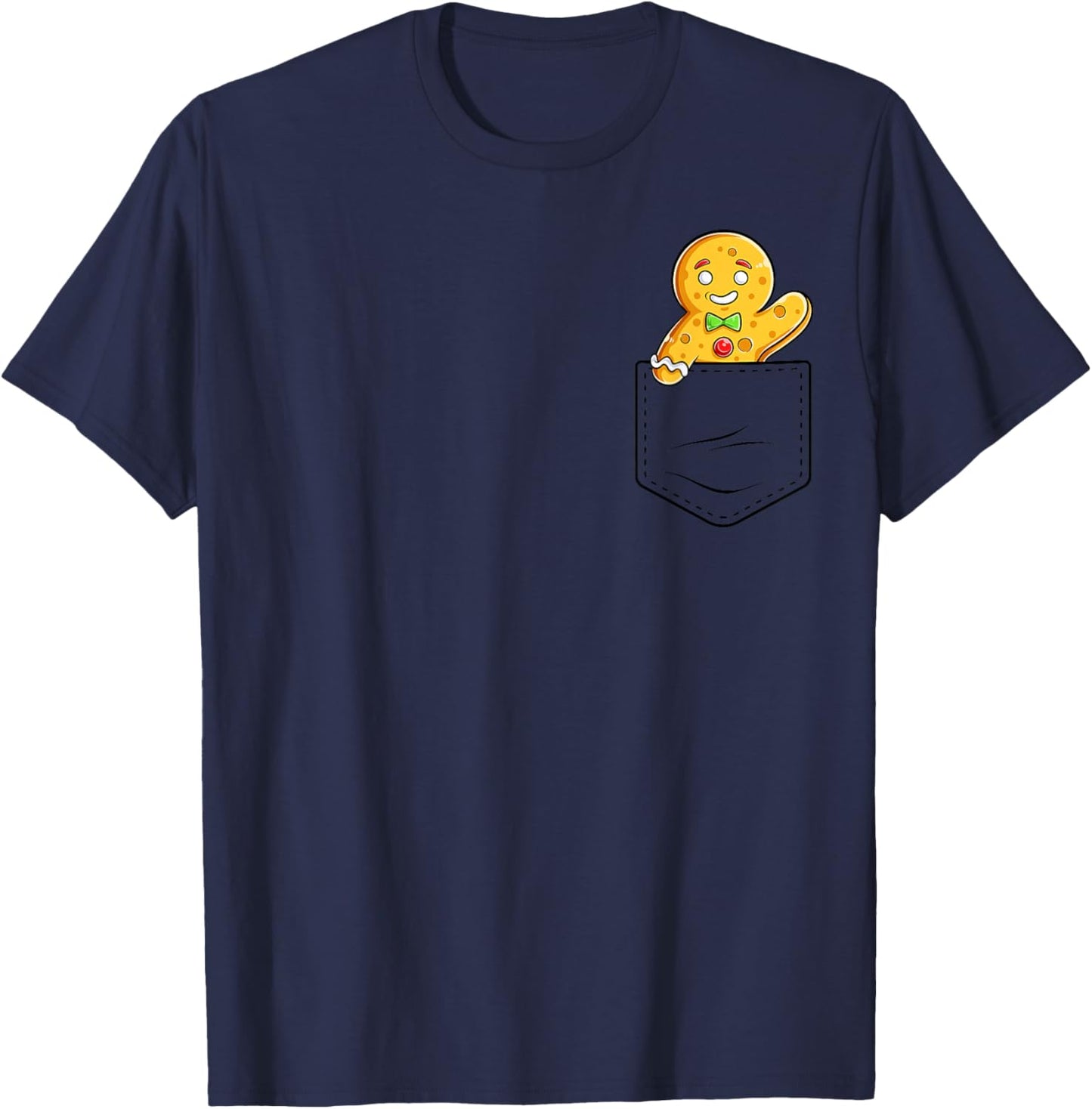 Gingerbread Man In Pocket Funny Christmas Cookie Boys Girls T-Shirt - T-Shirt | Navy