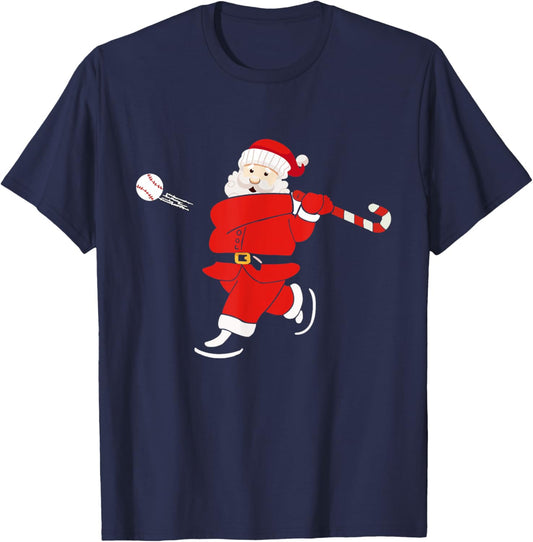 Santa Sports Design Boys Christmas Baseball Player T-Shirt - T-Shirt | Navy