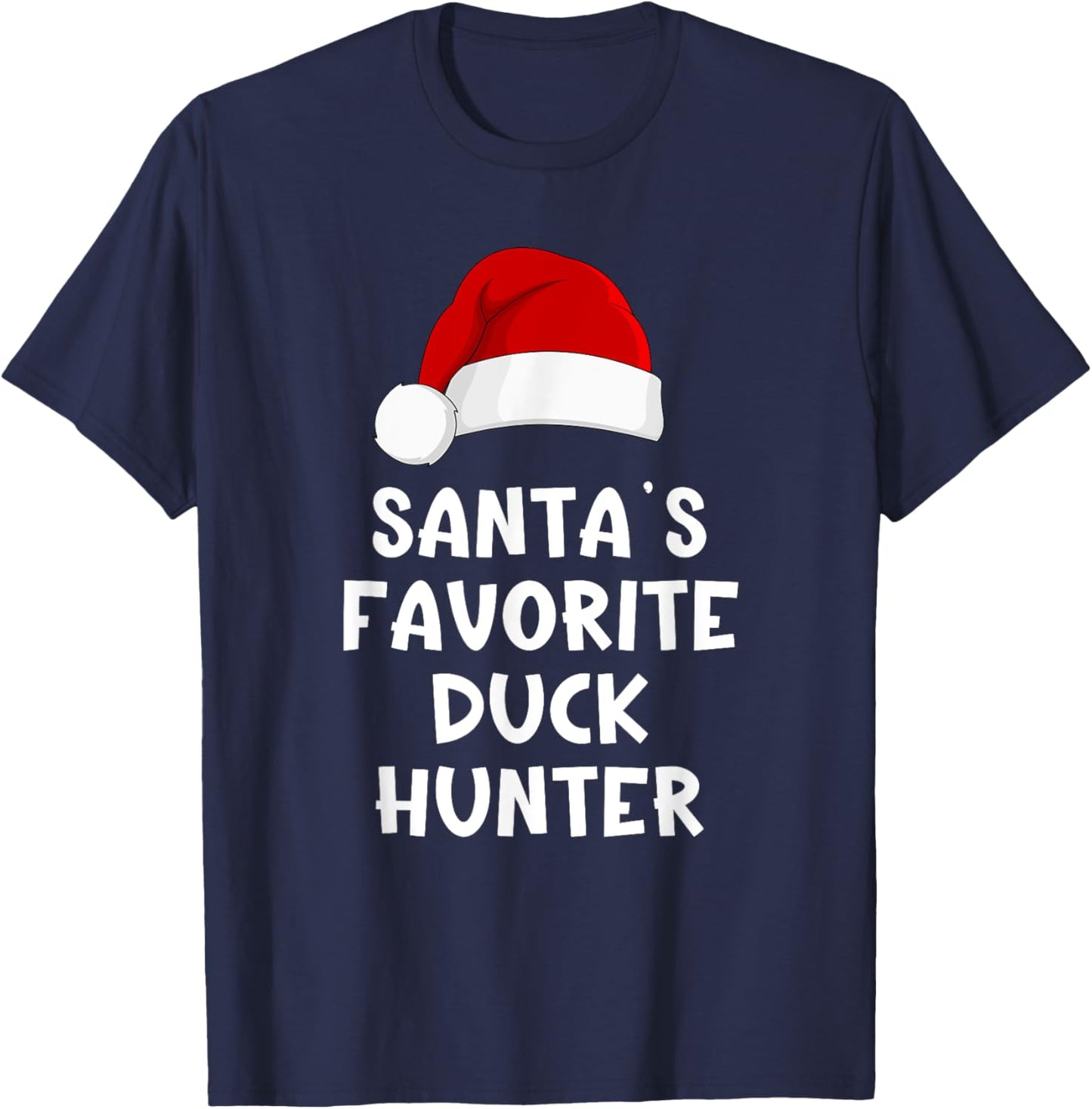 Christmas Santa's Favorite Duck Hunter Funny Pajama Hunting T-Shirt - T-Shirt | Navy