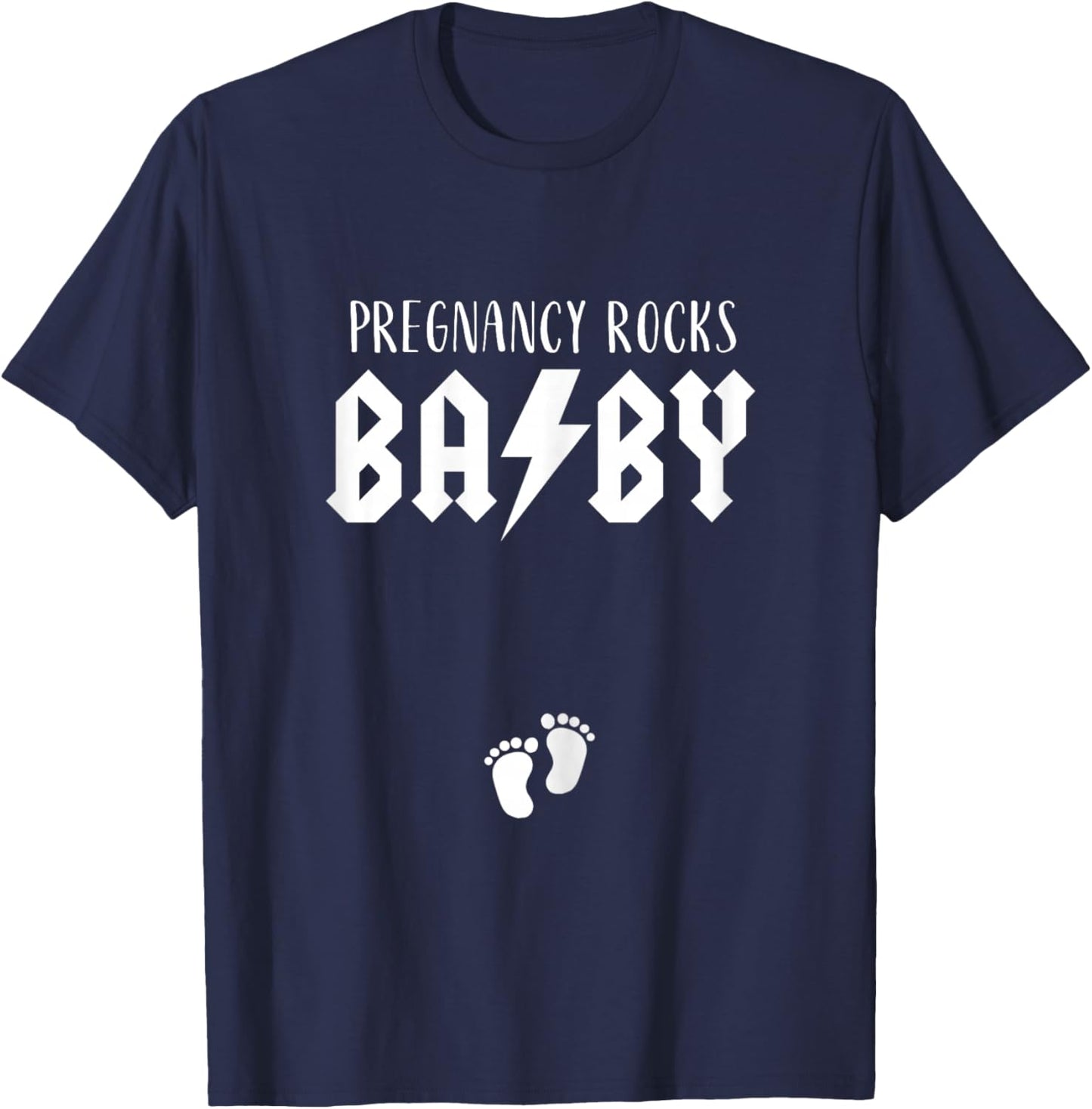Pregnancy Rock Pregnant Mom Baby Announcement Band Music T-Shirt - T-Shirt | Navy
