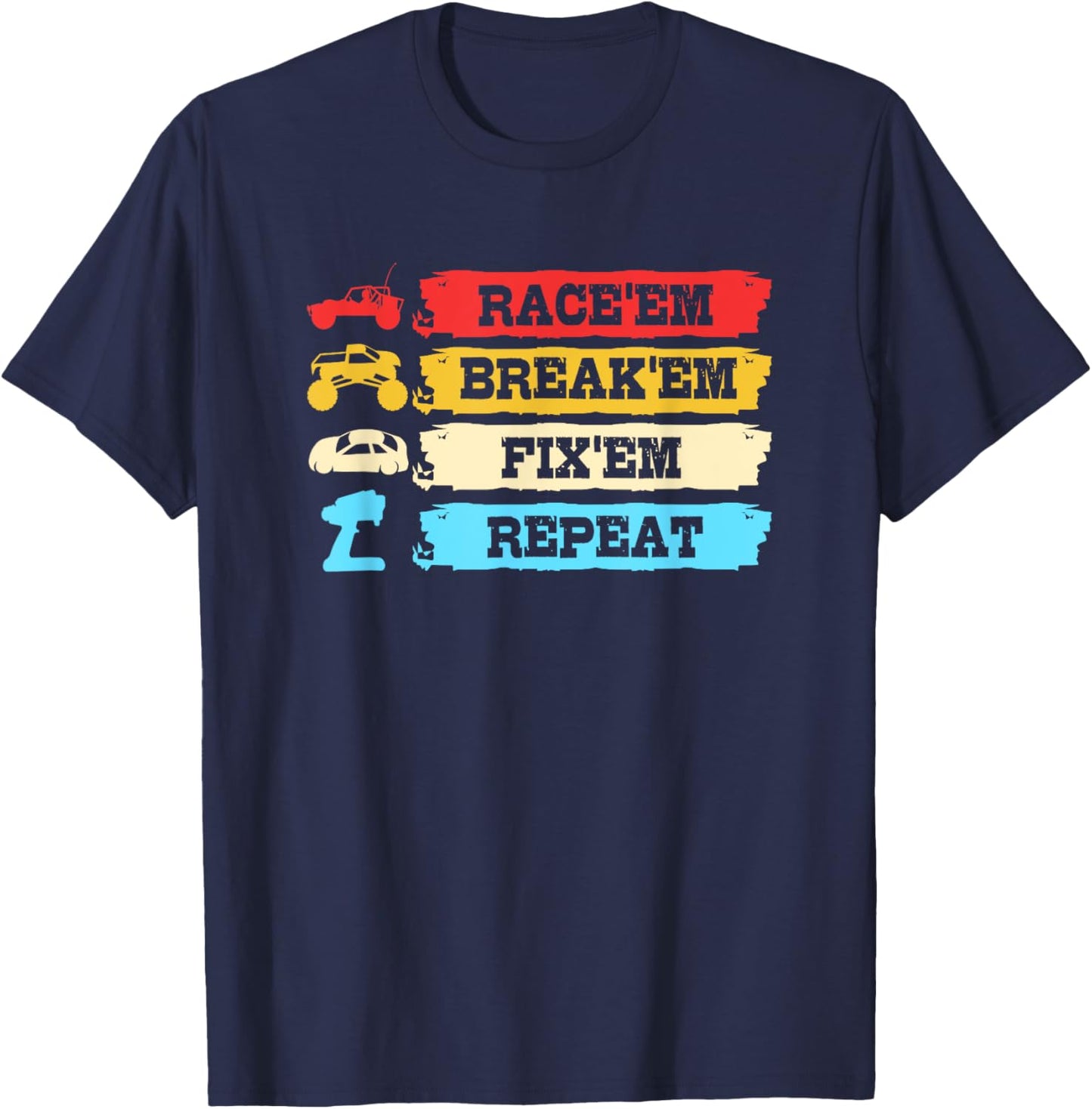 Retro Vintage RC Car Race Break Fix Repeat R/c Car T-Shirt - T-Shirt | Navy