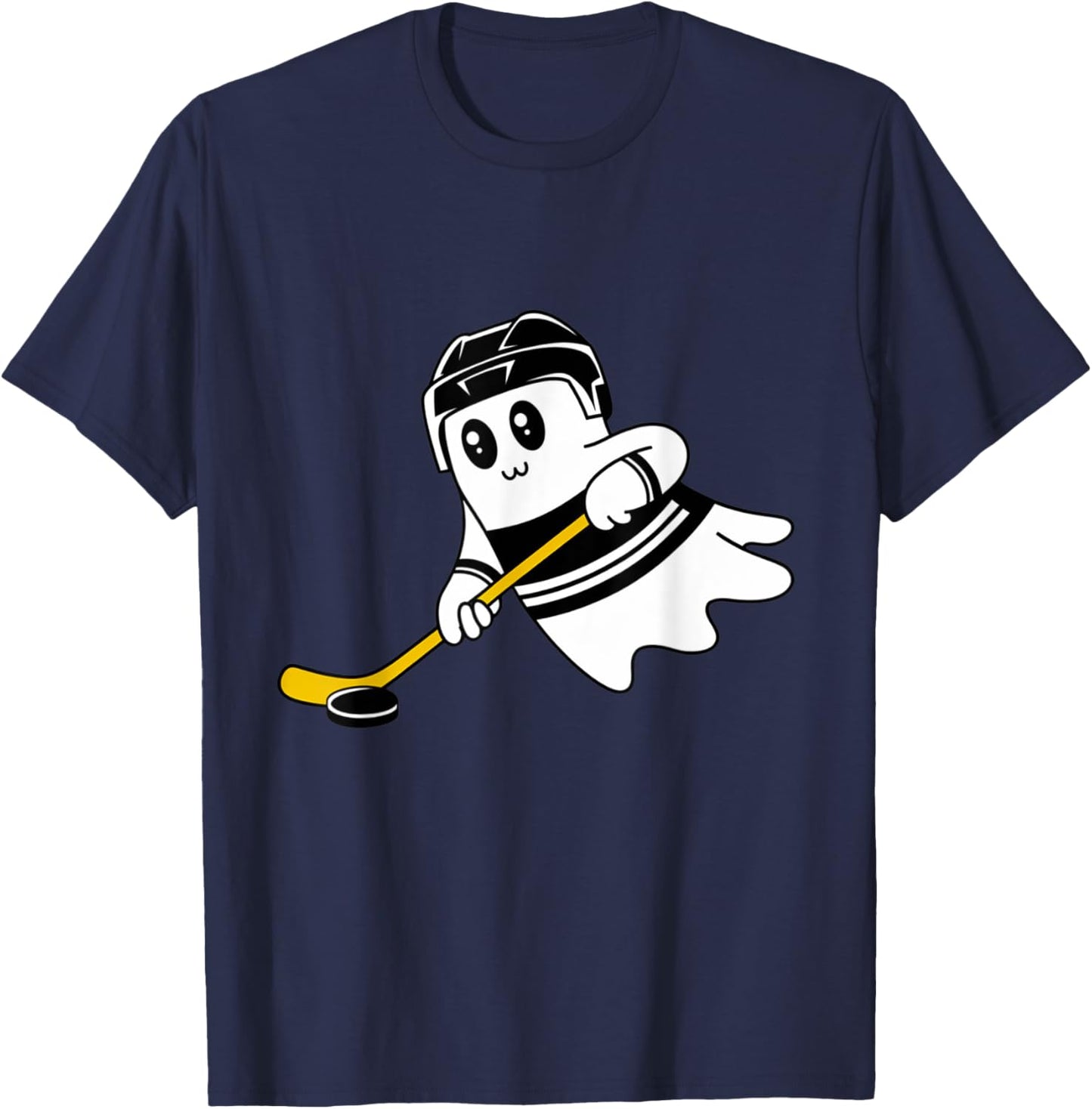 Ghost Playing Ice Hockey Halloween Costume Sports Men Boys T-Shirt - T-Shirt | Navy