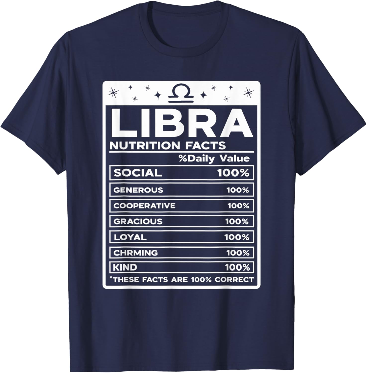 Libra Nutritional Style Zodiac Design, Libra T-Shirt - T-Shirt | Navy
