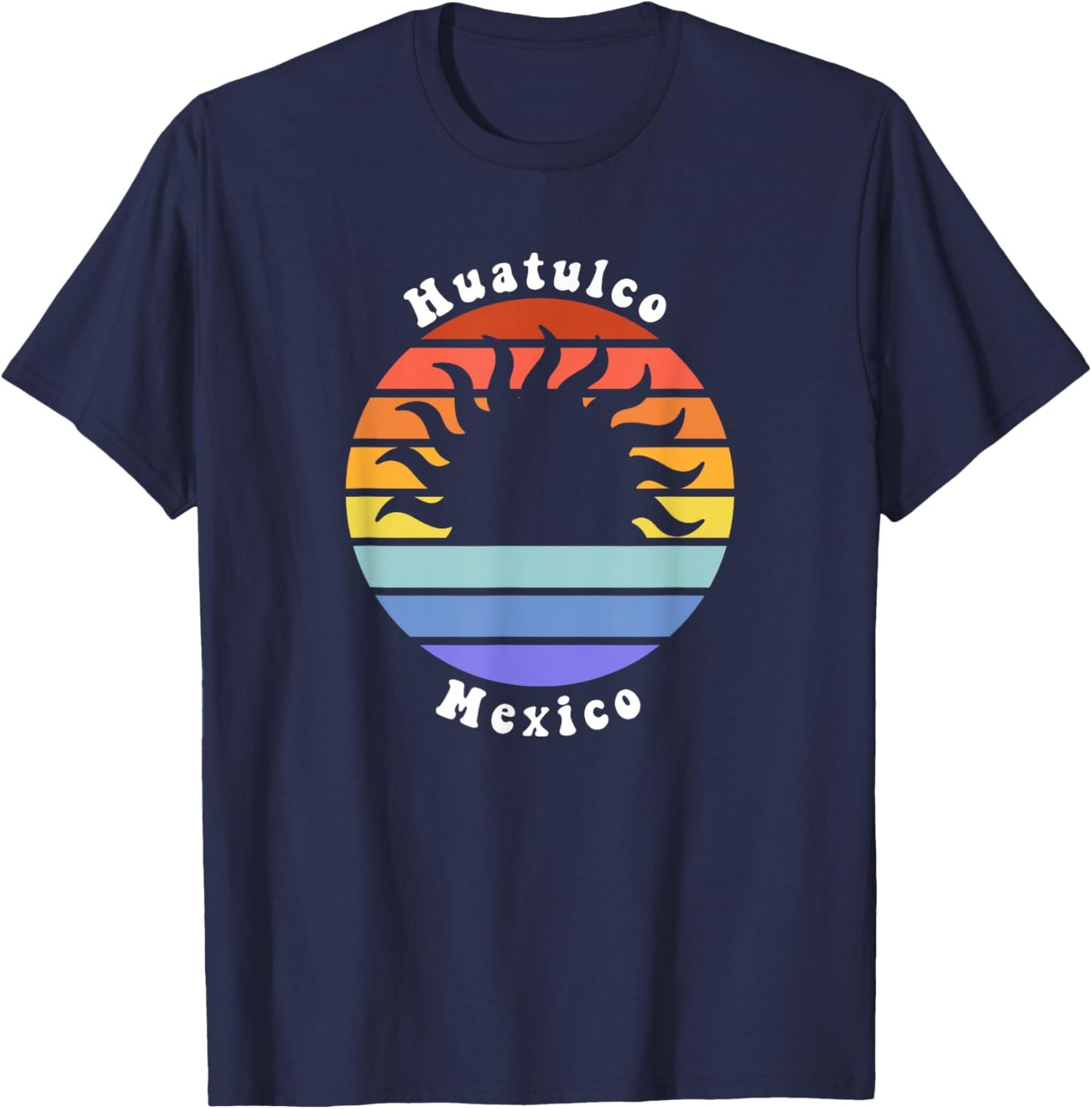 Huatulco Beach Mexico Sunset Mexican Pride Vacation T-Shirt - T-Shirt | Navy