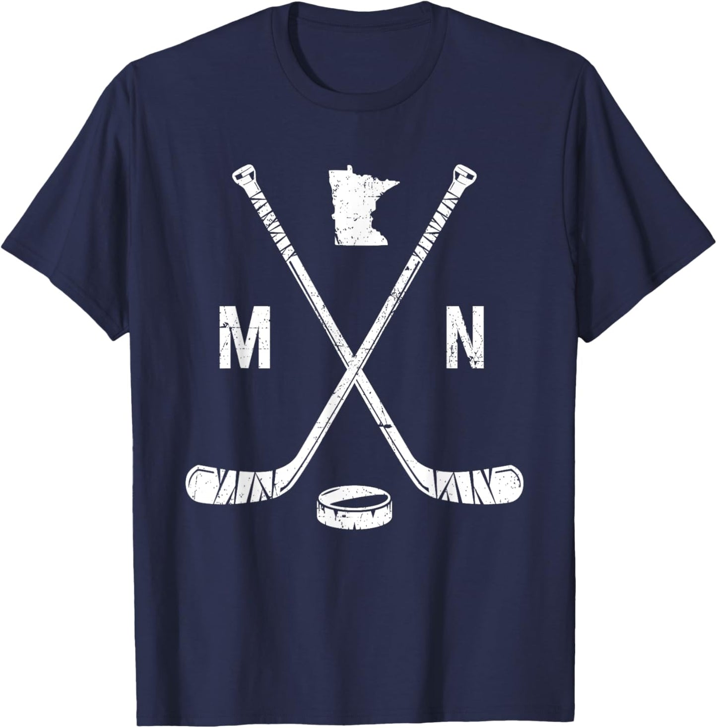 Minnesota MN Ice Hockey Sticks Sports Team Fan T-Shirt - T-Shirt | Navy