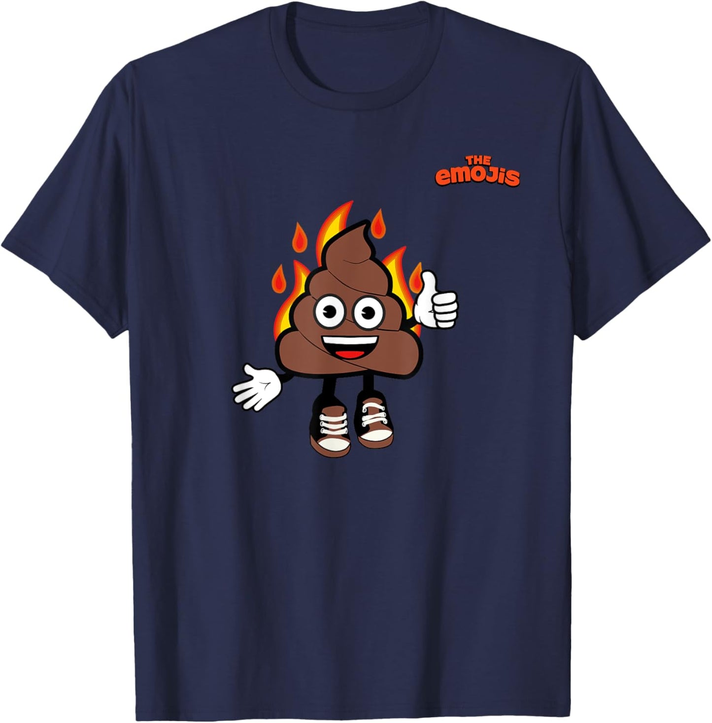 Emoji Happy Fire Poo Thumb Up T-Shirt - T-Shirt | Navy