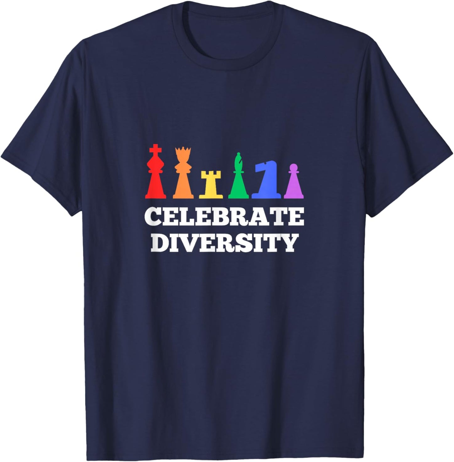 Rainbow Chess - Celebrate Diversity Rainbow Flag T-Shirt - T-Shirt | Navy