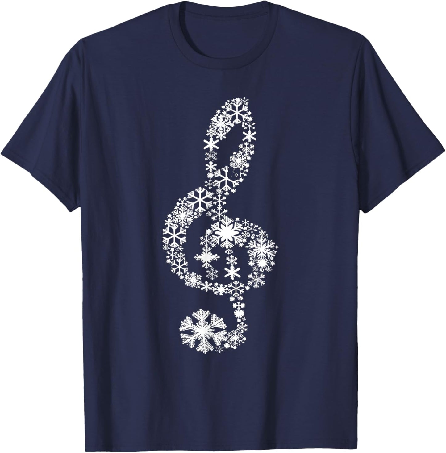 Winter Melody Snowflakes Treble Clef Music Notes Men Women T-Shirt - T-Shirt | Navy