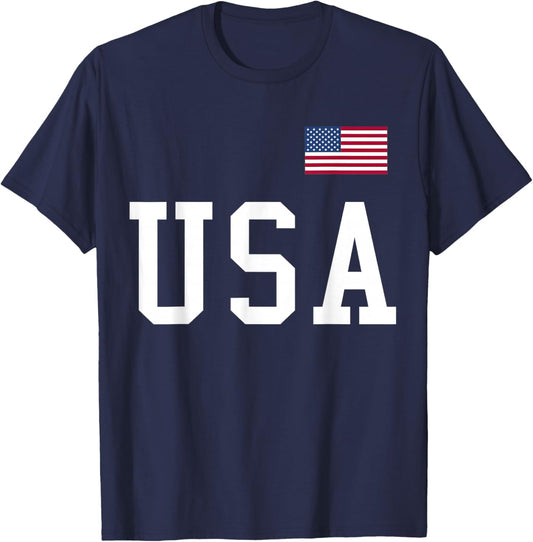 USA Women Men Kids American Flag Patriotic 4th of July T-Shirt - T-Shirt | Navy