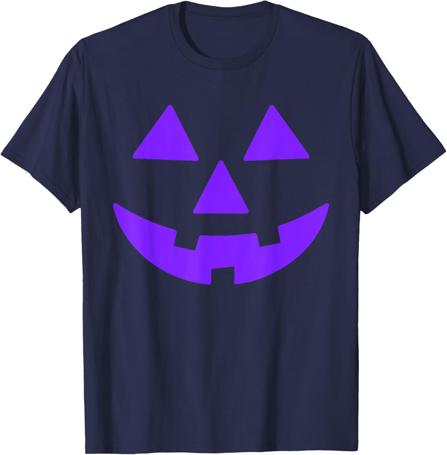 Jack O Lantern Scary Carved Pumpkin Face Halloween Purple T-Shirt - T-Shirt | Navy