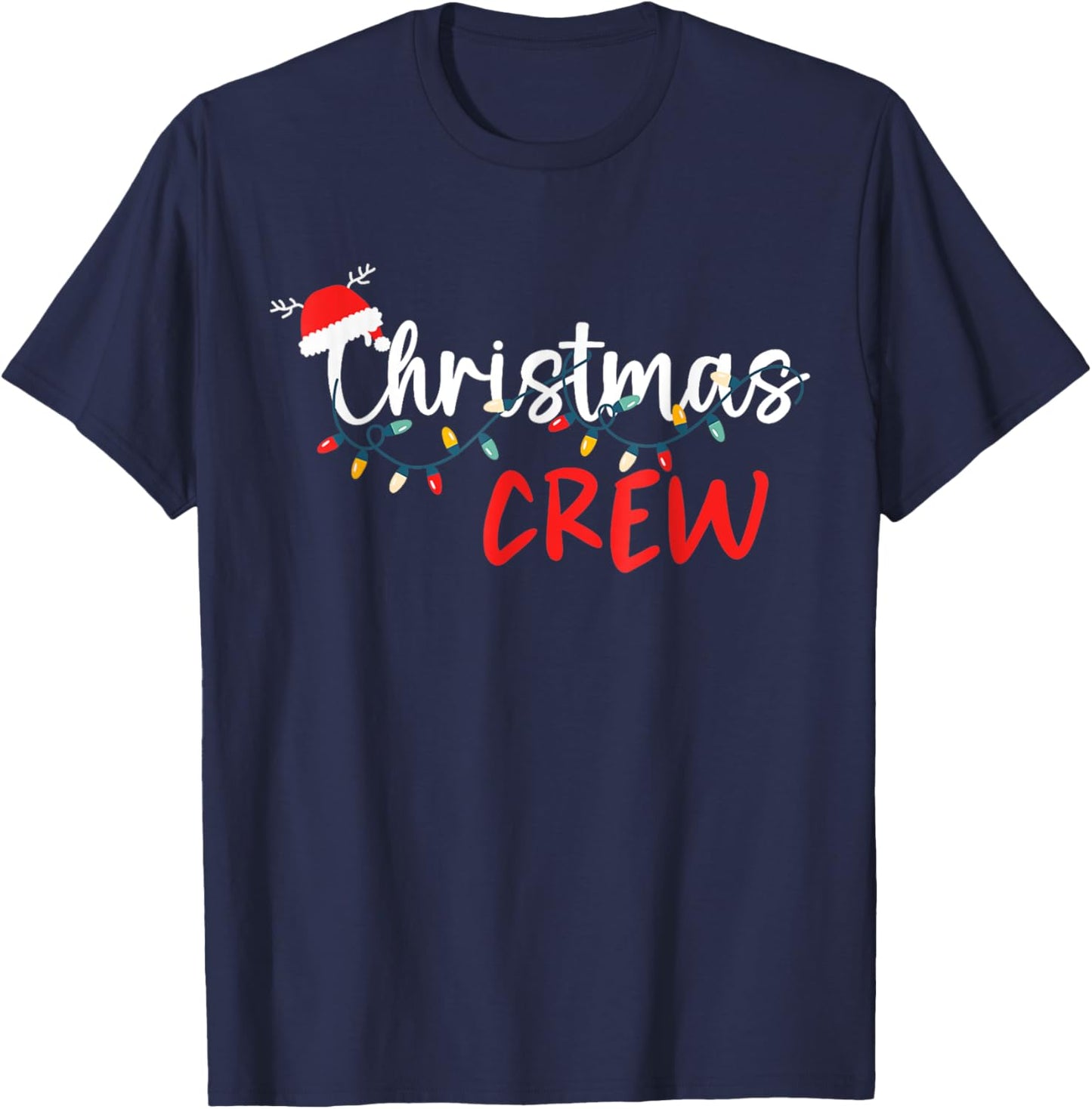 Christmas Crew Xmas Lights Family Matching Pajamas Holiday T-Shirt - T-Shirt | Navy