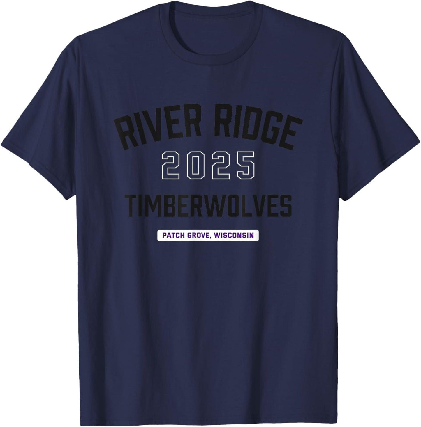 River Ridge Timberwolves Patch Grove, Wisconsin 2025 T-Shirt - T-Shirt | Navy