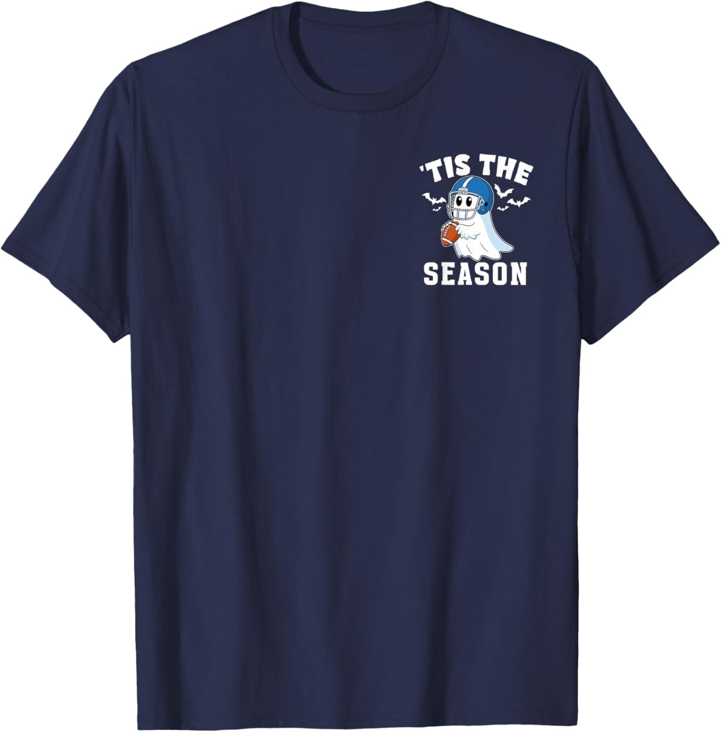 Ghost Playing Football 'Tis the Season Halloween Costume Kid T-Shirt - T-Shirt | Navy