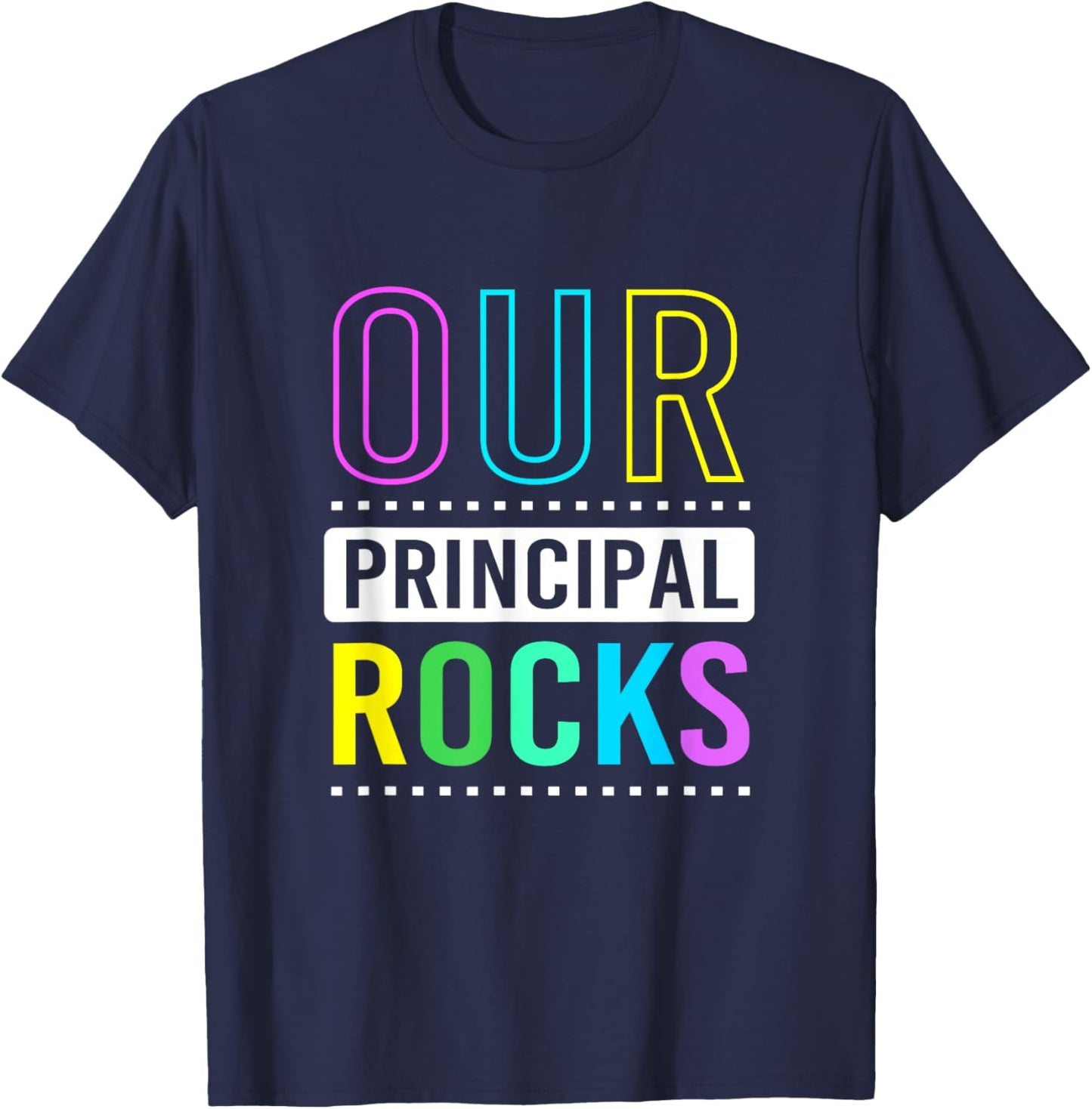 Retro Vibe School Principal Our Principal Rocks T-Shirt - T-Shirt | Navy