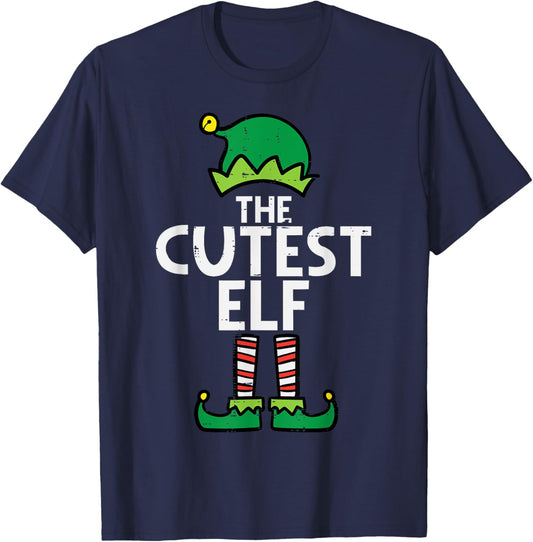 Christmas The Cutest Elf Xmas Family Matching Boys Girls Kid T-Shirt - T-Shirt | Navy