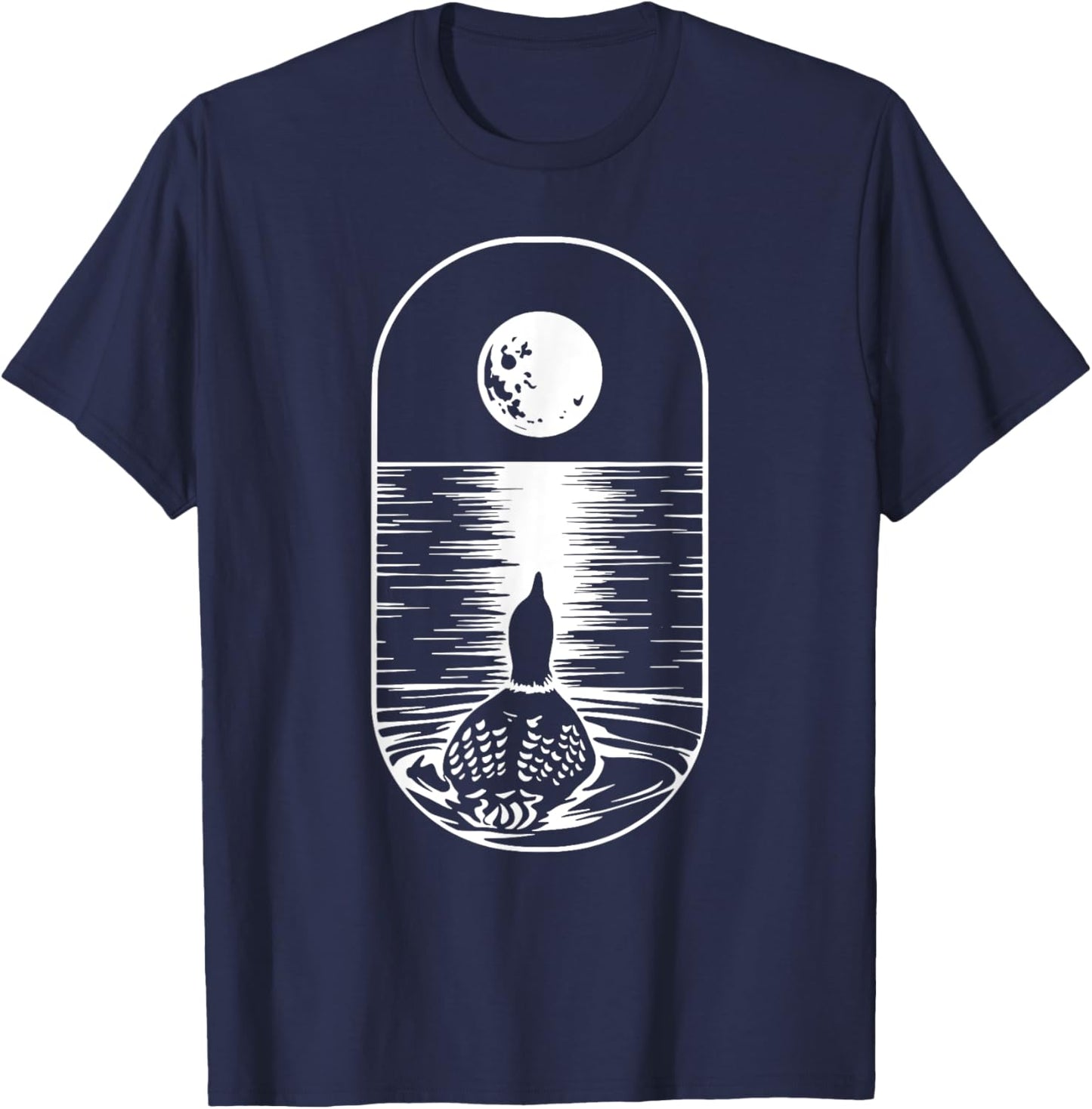 Loon and the Moon Common Loon Minnesota Lake Loon T-Shirt - T-Shirt | Navy