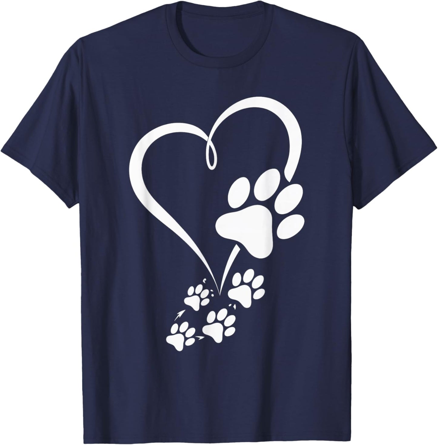 Dog Paw Heart Love Paws Pet Animal Paw Print Women T-Shirt - T-Shirt | Navy