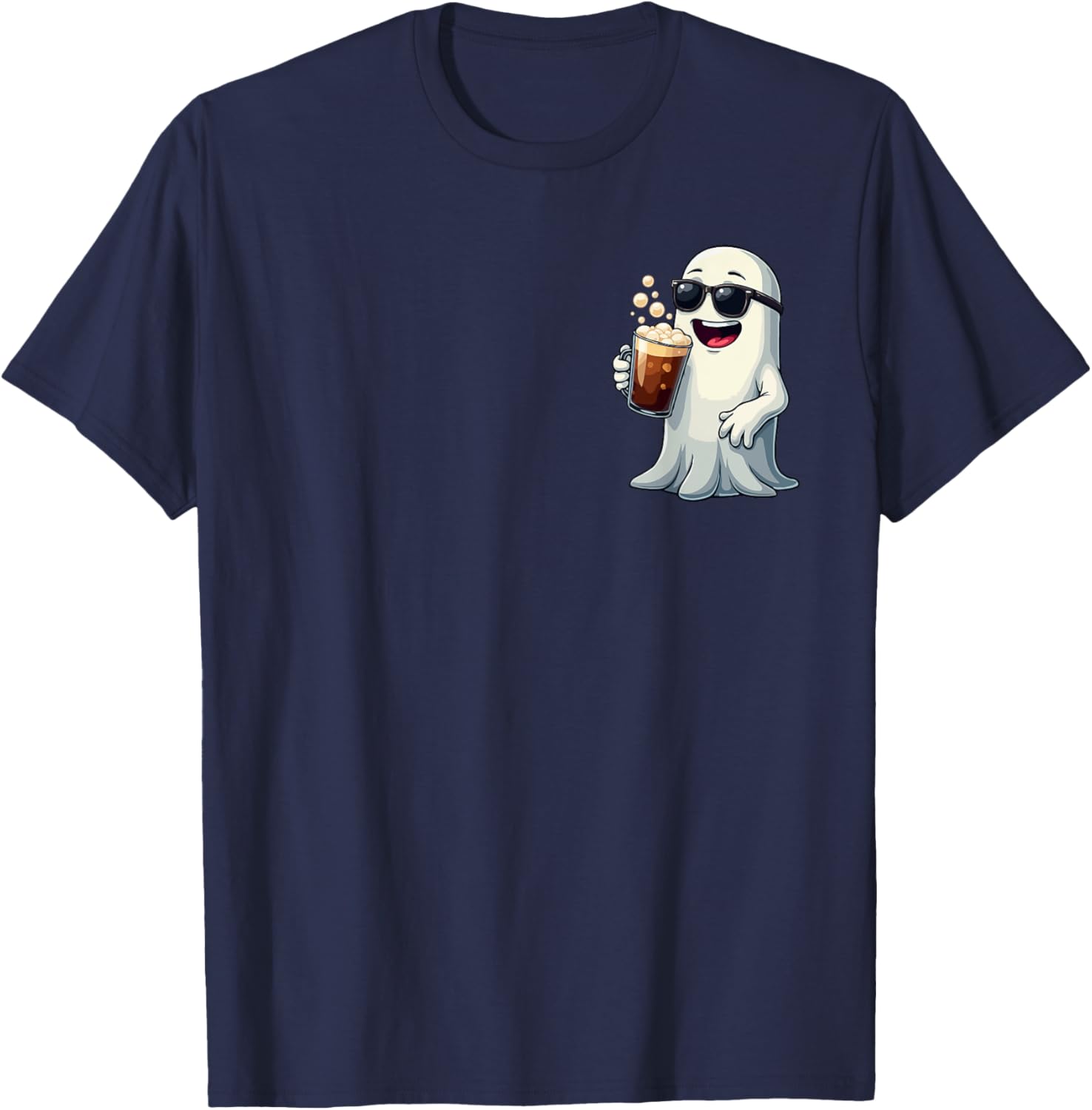 Ghost Drinking Coffee Funny Halloween Costume Coffee Lover T-Shirt - T-Shirt | Navy