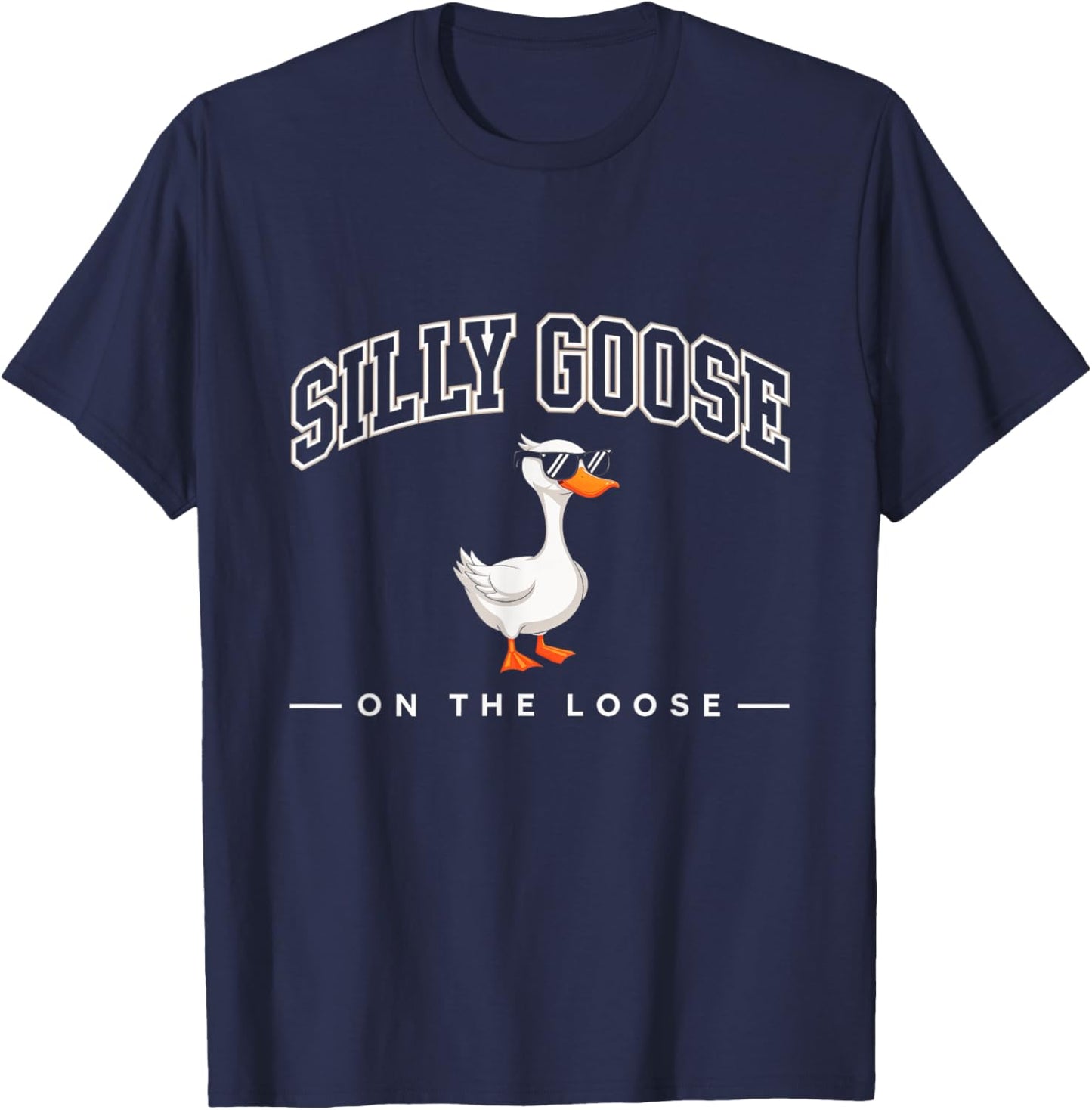 On The Loose Goose Duck Funny Quirky T-Shirt - T-Shirt | Navy