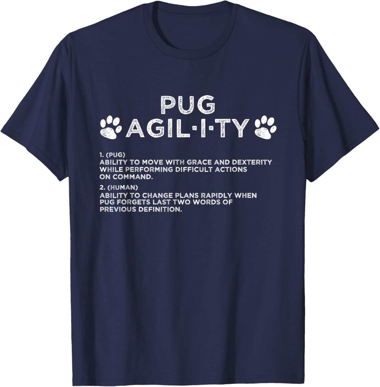 Funny Pug Dog Agility Training Women Kids T-Shirt - T-Shirt | Navy