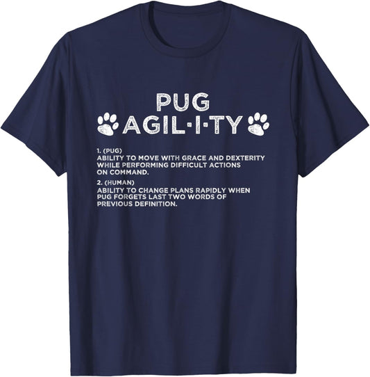 Funny Pug Dog Agility Training Women Kids T-Shirt - T-Shirt | Navy