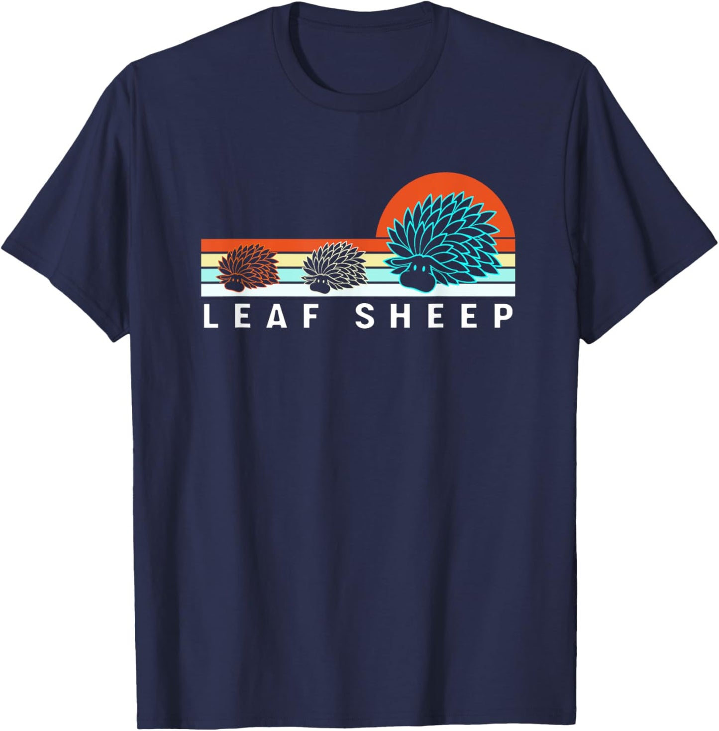 Retro Colorful Leaf Slug Sea Creature Leaf Sheep T-Shirt - T-Shirt | Navy