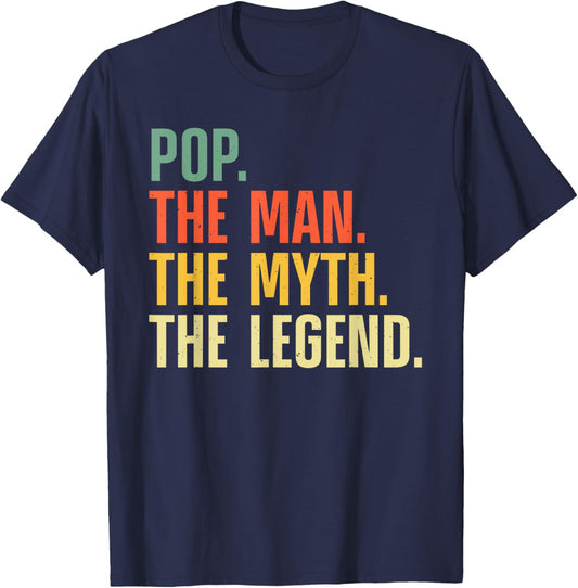 Funny Pop Design For Grandpa Grandfather From Grandkids Pop T-Shirt - T-Shirt | Navy