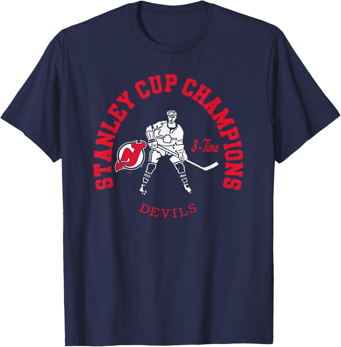 New Jersey Devils Stanley Cup Champions 3-Time Black T-Shirt - T-Shirt | Navy