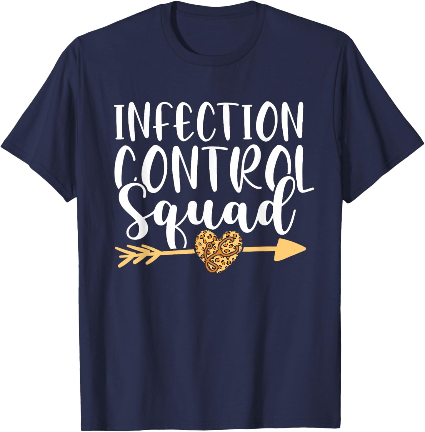 Infection Control Nurse Leopard Heart Nursing Squad RN T-Shirt - T-Shirt | Navy
