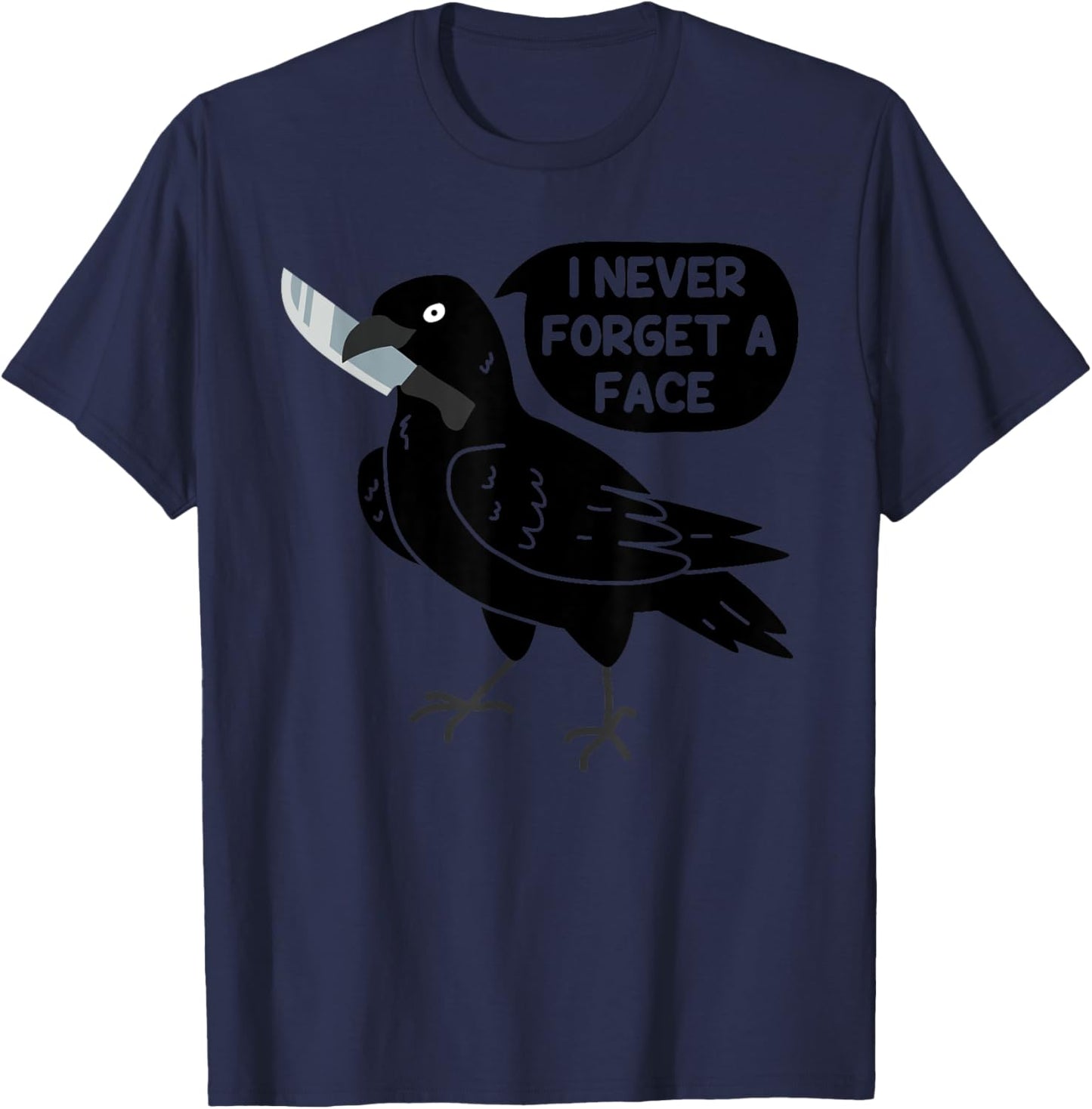 Spooky Crow With Knife T-Shirt - T-Shirt | Navy