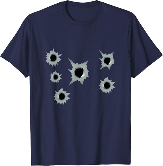 I'm Okay Halloween Funny Bullet Hole Blood Stained T-Shirt - T-Shirt | Navy