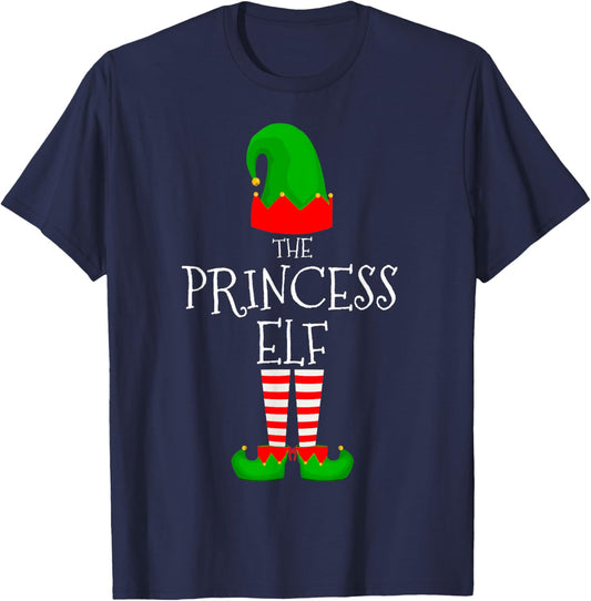 Princess Elf Family Matching Group Christmas Elves Girls T-Shirt - T-Shirt | Navy
