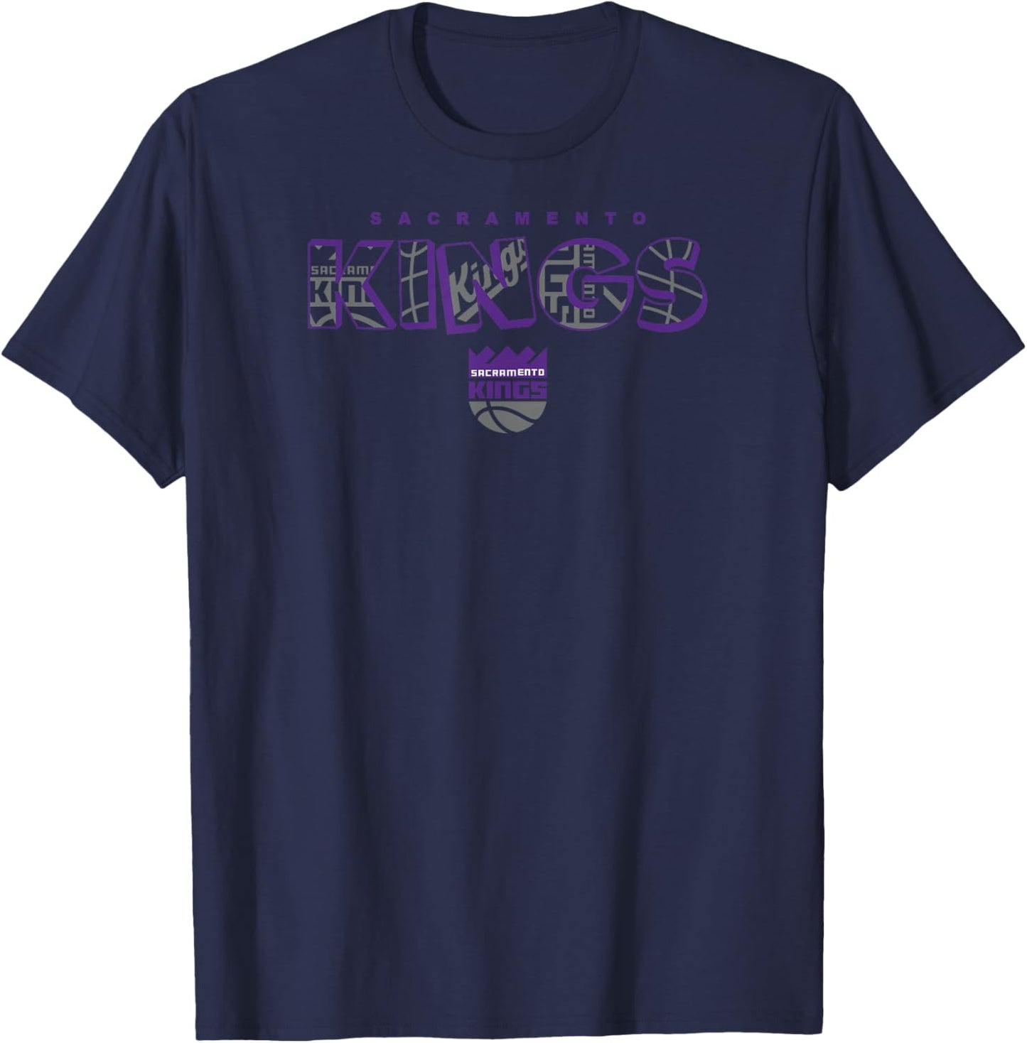 NBA - Sacramento Kings Logo Knockout White T-Shirt - T-Shirt | Navy
