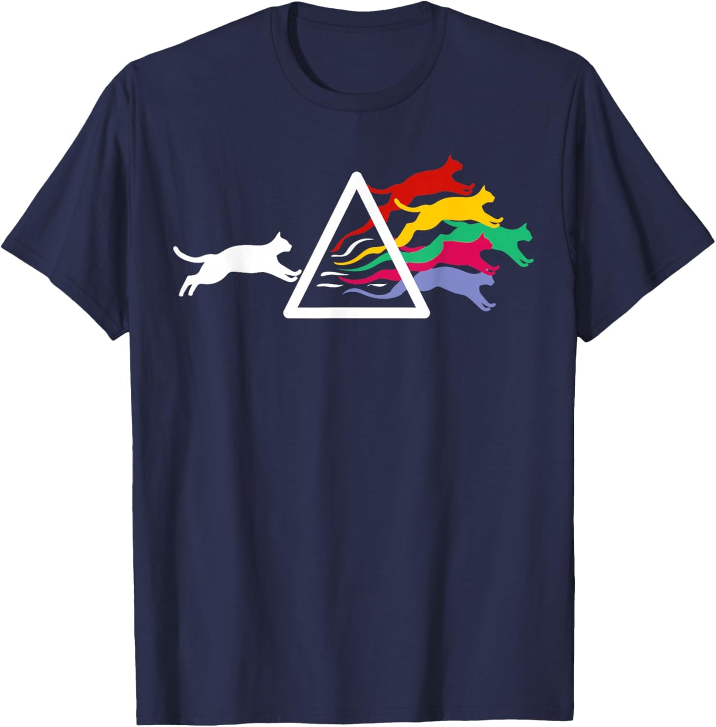 Cat Prism Rainbow Light - Physics - Science Spectral Cat Women Girls Kids T-Shirt - T-Shirt | Navy