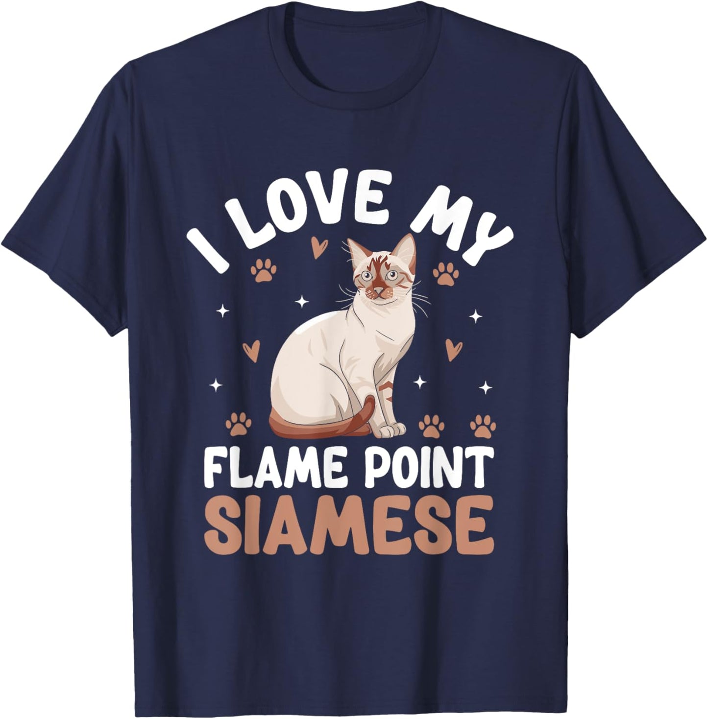 I Love My Flame Point Siamese Meezer T-Shirt - T-Shirt | Navy