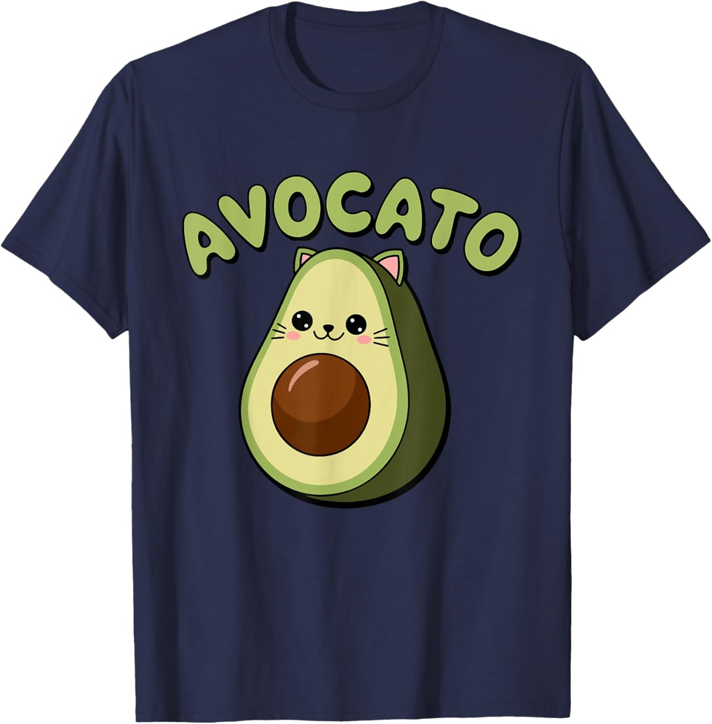 Avocato Funny Avocado Lover Cat Pun Print Men Women Kids T-Shirt - T-Shirt | Navy