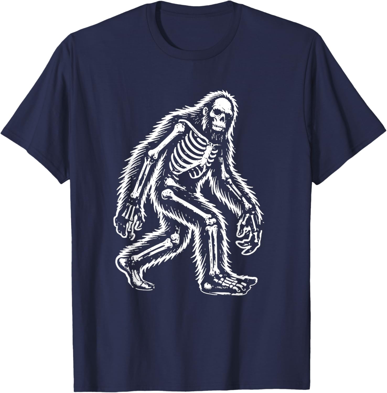 Funny Bigfoot Sasquatch Halloween skeleton men kids T-Shirt - T-Shirt | Navy