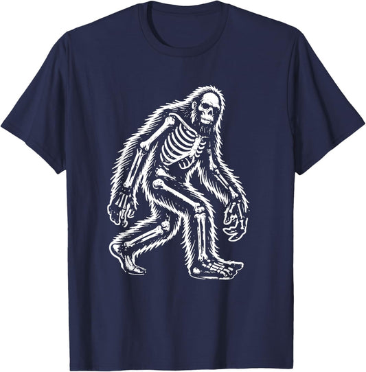Funny Bigfoot Sasquatch Halloween skeleton men kids T-Shirt - T-Shirt | Navy