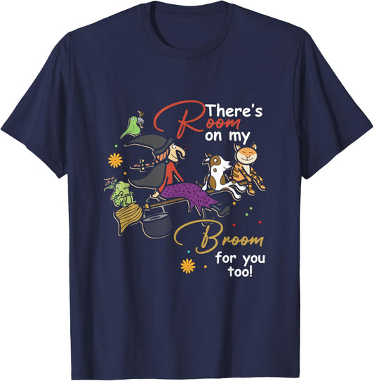 Halloween There's Room On My Broom For You Too Teacher T-Shirt - T-Shirt | Navy